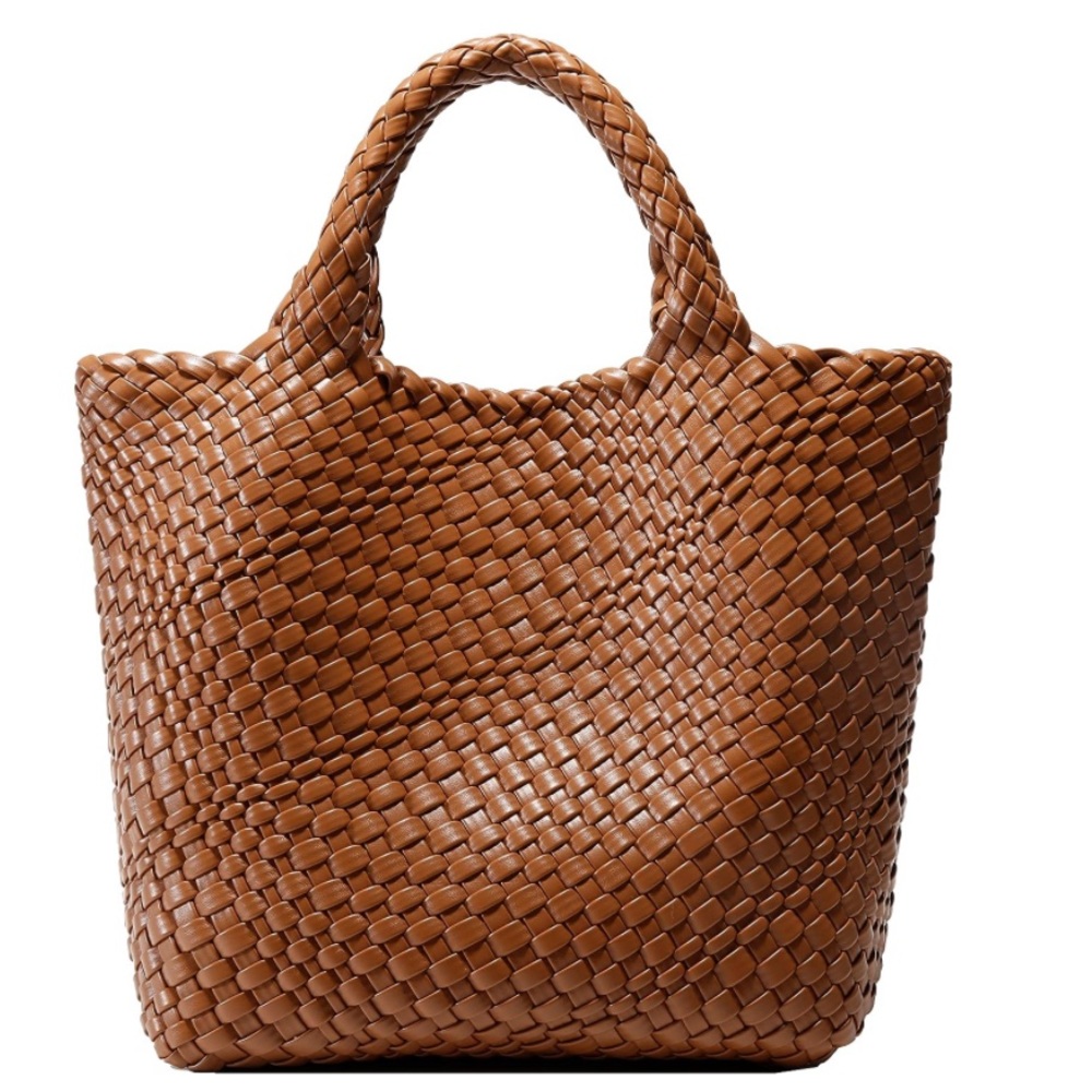 Premium hand-woven Vegan Leather trendy travel Tote Shoulder  beach bag handbag